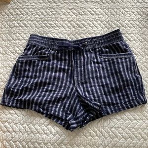 Blue and white striped shorts